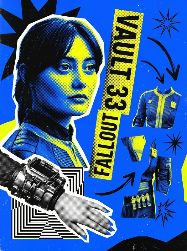 Poster ilustrado inspirado en Fallout con estilo retro nuclear